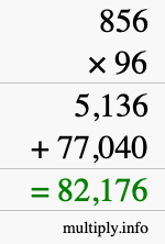 How to calculate 856 times 96 using long multiplication