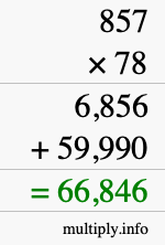 How to calculate 857 times 78 using long multiplication