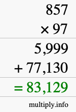 How to calculate 857 times 97 using long multiplication