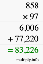 How to calculate 858 times 97 using long multiplication