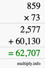 How to calculate 859 times 73 using long multiplication