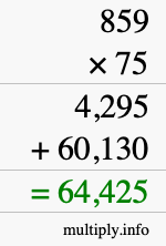How to calculate 859 times 75 using long multiplication