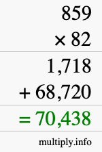 How to calculate 859 times 82 using long multiplication