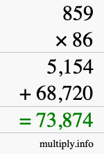 How to calculate 859 times 86 using long multiplication