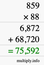 How to calculate 859 times 88 using long multiplication