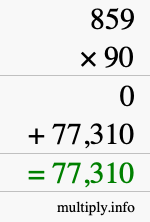 How to calculate 859 times 90 using long multiplication