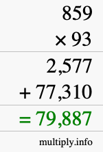 How to calculate 859 times 93 using long multiplication
