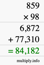 How to calculate 859 times 98 using long multiplication