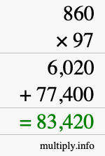 How to calculate 860 times 97 using long multiplication