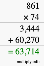 How to calculate 861 times 74 using long multiplication