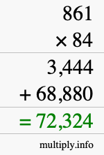 How to calculate 861 times 84 using long multiplication