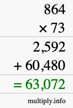 How to calculate 864 times 73 using long multiplication