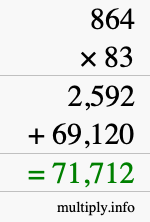 How to calculate 864 times 83 using long multiplication
