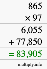 How to calculate 865 times 97 using long multiplication