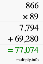 How to calculate 866 times 89 using long multiplication