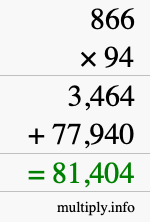 How to calculate 866 times 94 using long multiplication