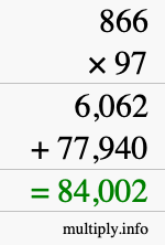 How to calculate 866 times 97 using long multiplication