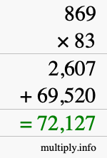 How to calculate 869 times 83 using long multiplication