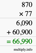 How to calculate 870 times 77 using long multiplication