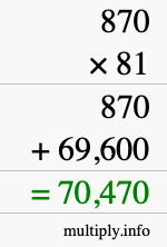 How to calculate 870 times 81 using long multiplication
