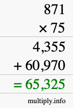 How to calculate 871 times 75 using long multiplication