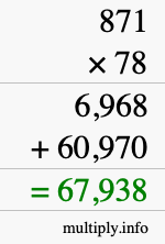 How to calculate 871 times 78 using long multiplication