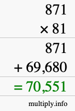 How to calculate 871 times 81 using long multiplication