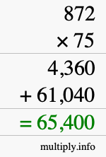 How to calculate 872 times 75 using long multiplication