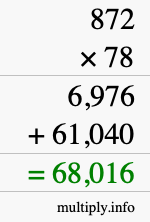 How to calculate 872 times 78 using long multiplication