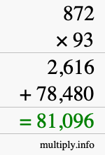 How to calculate 872 times 93 using long multiplication