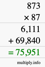 How to calculate 873 times 87 using long multiplication