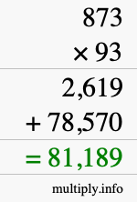 How to calculate 873 times 93 using long multiplication