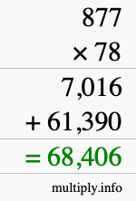 How to calculate 877 times 78 using long multiplication