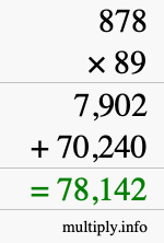 How to calculate 878 times 89 using long multiplication