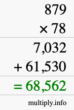 How to calculate 879 times 78 using long multiplication