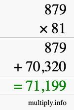 How to calculate 879 times 81 using long multiplication