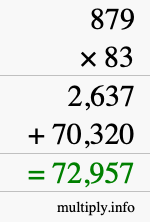 How to calculate 879 times 83 using long multiplication