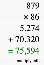 How to calculate 879 times 86 using long multiplication