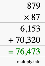 How to calculate 879 times 87 using long multiplication