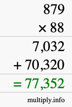 How to calculate 879 times 88 using long multiplication