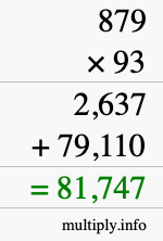 How to calculate 879 times 93 using long multiplication