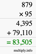 How to calculate 879 times 95 using long multiplication How to calculate 879 times 95 using long multiplication