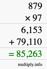 How to calculate 879 times 97 using long multiplication