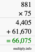 How to calculate 881 times 75 using long multiplication