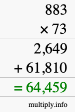 How to calculate 883 times 73 using long multiplication How to calculate 883 times 73 using long multiplication