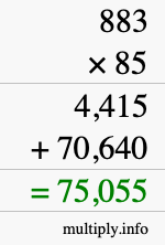 How to calculate 883 times 85 using long multiplication How to calculate 883 times 85 using long multiplication