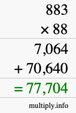 How to calculate 883 times 88 using long multiplication