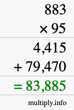 How to calculate 883 times 95 using long multiplication How to calculate 883 times 95 using long multiplication