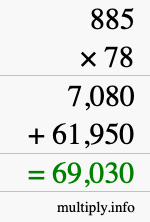 How to calculate 885 times 78 using long multiplication