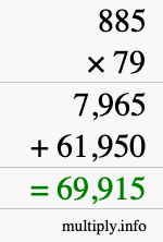 How to calculate 885 times 79 using long multiplication
